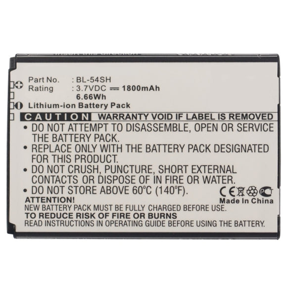 Batteries N Accessories BNA-WB-L9508 Cell Phone Battery - Li-ion, 3.7V, 1800mAh, Ultra High Capacity - Replacement for LG BL-54SG Battery
