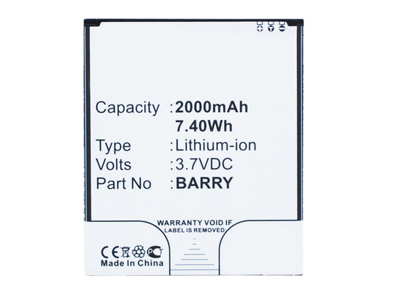Batteries N Accessories BNA-WB-L3703 Cell Phone Battery - Li-Ion, 3.7V, 2000 mAh, Ultra High Capacity Battery - Replacement for Wiko BARRY Battery