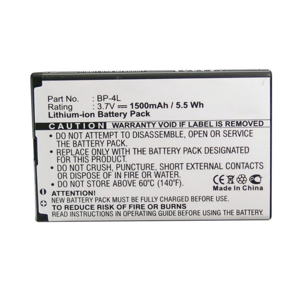 Batteries N Accessories BNA-WB-L16481 Cell Phone Battery - Li-ion, 3.7V, 1500mAh, Ultra High Capacity - Replacement for Nokia BP-4L Battery