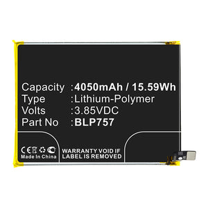 Batteries N Accessories BNA-WB-P16804 Cell Phone Battery - Li-Pol, 3.85V, 4050mAh, Ultra High Capacity - Replacement for OPPO BLP757 Battery