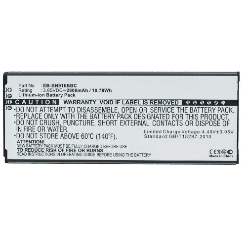 Batteries N Accessories BNA-WB-L4004 Cell Phone Battery - Li-ion, 3.85, 2800mAh, Ultra High Capacity Battery - Replacement for Samsung EB-BN916BBC, EB-BN916BBE Battery