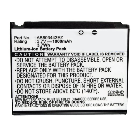 Batteries N Accessories BNA-WB-L13170 Cell Phone Battery - Li-ion, 3.7V, 1000mAh, Ultra High Capacity - Replacement for Samsung AB603443EZ Battery