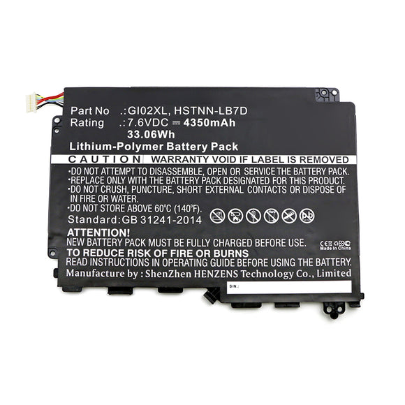 Batteries N Accessories BNA-WB-P11803 Laptop Battery - Li-Pol, 7.6V, 4350mAh, Ultra High Capacity - Replacement for HP GI02XL Battery