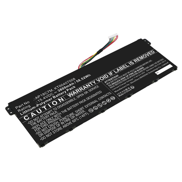 Batteries N Accessories BNA-WB-P18303 Laptop Battery - Li-Pol, 15.4V, 3800mAh, Ultra High Capacity - Replacement for Acer AP18C7M Battery
