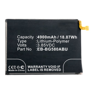 Batteries N Accessories BNA-WB-P13130 Cell Phone Battery - Li-Pol, 3.85V, 4900mAh, Ultra High Capacity - Replacement for Samsung EB-BG580ABU Battery