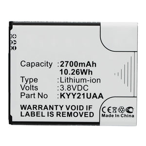 Batteries N Accessories BNA-WB-L16366 Cell Phone Battery - Li-ion, 3.8V, 2700mAh, Ultra High Capacity - Replacement for Kyocera KYY21UAA Battery
