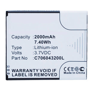 Batteries N Accessories BNA-WB-L3195 Cell Phone Battery - Li-Ion, 3.7V, 2000 mAh, Ultra High Capacity Battery - Replacement for Blu C706043200L Battery