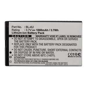 Batteries N Accessories BNA-WB-L16484 Cell Phone Battery - Li-ion, 3.7V, 1000mAh, Ultra High Capacity - Replacement for Nokia BL-4U Battery