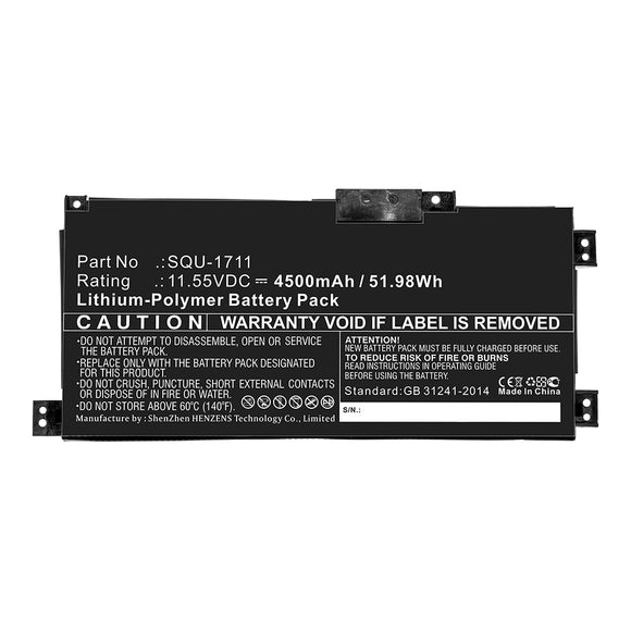 Batteries N Accessories BNA-WB-P13504 Laptop Battery - Li-Pol, 11.55V, 4500mAh, Ultra High Capacity - Replacement for Thunderobot SQU-1711 Battery