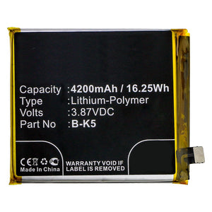Batteries N Accessories BNA-WB-P10168 Cell Phone Battery - Li-Pol, 3.87V, 4200mAh, Ultra High Capacity - Replacement for VIVO B-K5 Battery