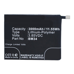Batteries N Accessories BNA-WB-P3714 Cell Phone Battery - Li-Pol, 3.85V, 3000 mAh, Ultra High Capacity Battery - Replacement for Xiaomi BM34 Battery