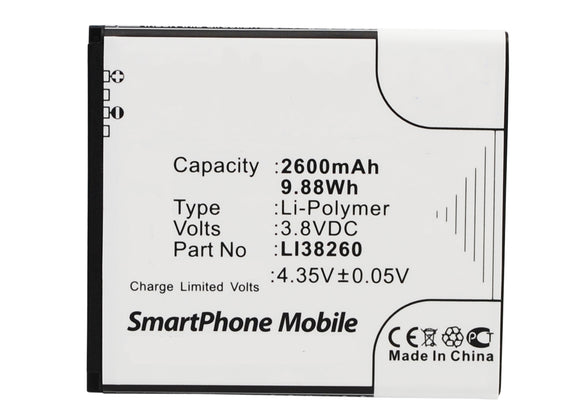 Batteries N Accessories BNA-WB-L3308 Cell Phone Battery - Li-Ion, 3.8V, 2600 mAh, Ultra High Capacity Battery - Replacement for Hisense LI38260 Battery