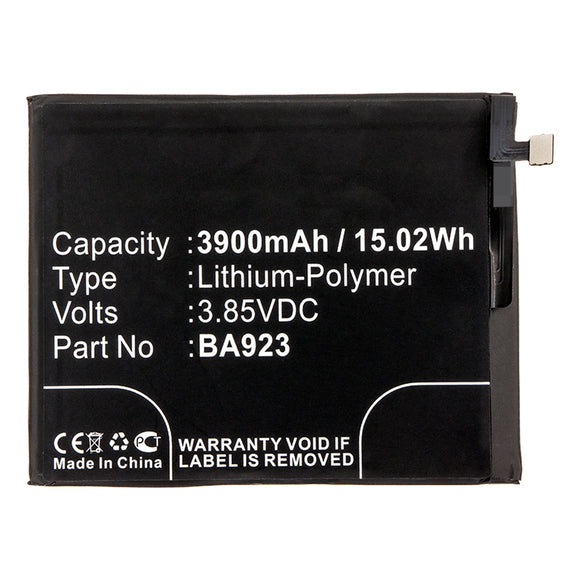 Batteries N Accessories BNA-WB-P14535 Cell Phone Battery - Li-Pol, 3.85V, 3900mAh, Ultra High Capacity - Replacement for MeiZu BA923 Battery