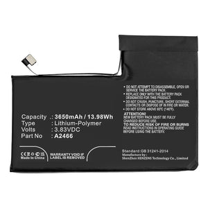 Batteries N Accessories BNA-WB-P12134 Cell Phone Battery - Li-Pol, 3.83V, 3650mAh, Ultra High Capacity - Replacement for Apple A2466 Battery