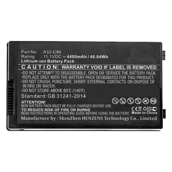 Batteries N Accessories BNA-WB-L10410 Laptop Battery - Li-ion, 11.1V, 4400mAh, Ultra High Capacity - Replacement for Asus A32-C90 Battery
