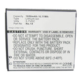 Batteries N Accessories BNA-WB-L9828 Cell Phone Battery - Li-ion, 3.7V, 1650mAh, Ultra High Capacity - Replacement for AMOI No.14 Battery