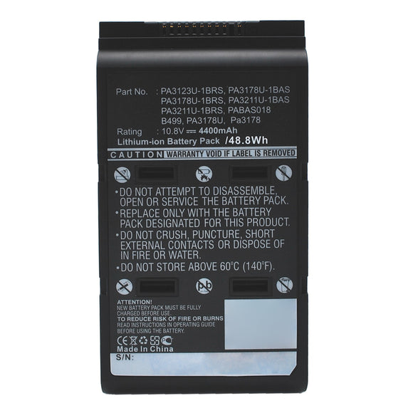 Batteries N Accessories BNA-WB-L13519 Laptop Battery - Li-ion, 10.8V, 4400mAh, Ultra High Capacity - Replacement for Toshiba PA3123-1BAS Battery