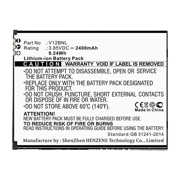 Batteries N Accessories BNA-WB-L14027 Cell Phone Battery - Li-ion, 3.85V, 2400mAh, Ultra High Capacity - Replacement for Wiko V12BNL Battery