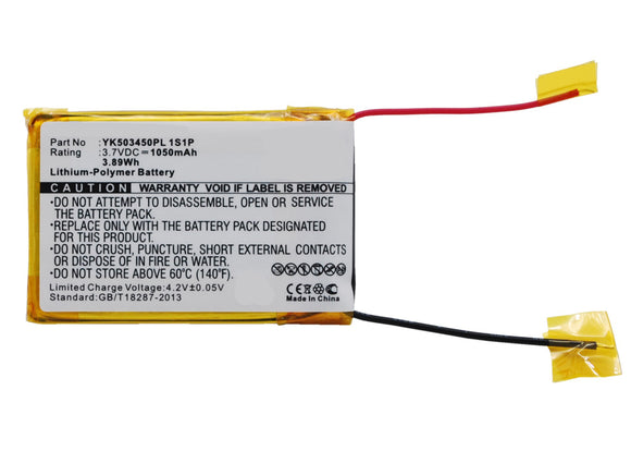 Batteries N Accessories BNA-WB-P8842 Player Battery - Li-Pol, 3.7V, 1050mAh, Ultra High Capacity - Replacement for Grundig YK503450PL 1S1P Battery