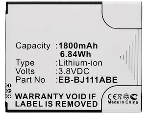 Batteries N Accessories BNA-WB-L3581 Cell Phone Battery - Li-Ion, 3.8V, 1800 mAh, Ultra High Capacity Battery - Replacement for Samsung EB-BJ111ABE Battery