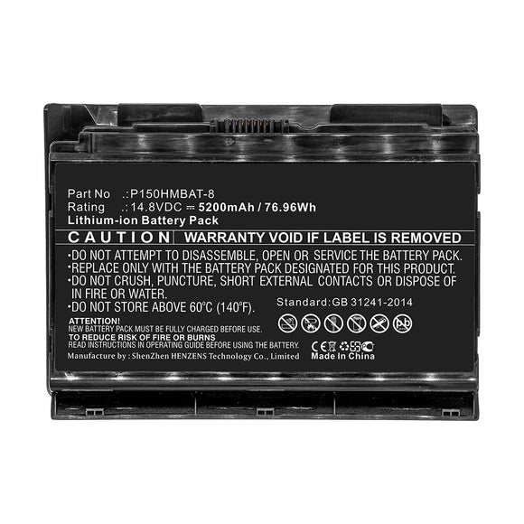 Batteries N Accessories BNA-WB-L10586 Laptop Battery - Li-ion, 14.8V, 5200mAh, Ultra High Capacity - Replacement for Clevo P150HMBAT-8 Battery