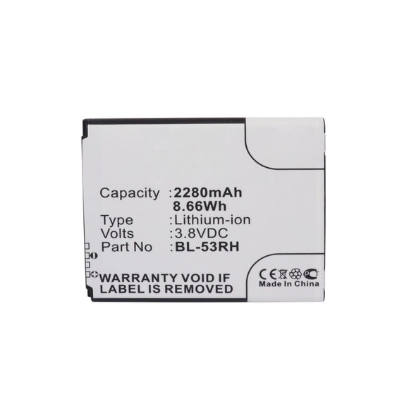 Batteries N Accessories BNA-WB-L12308 Cell Phone Battery - Li-ion, 3.8V, 2280mAh, Ultra High Capacity - Replacement for LG BL-53RH Battery