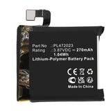 Batteries N Accessories BNA-WB-P18498 Smartwatch Battery - Li-Pol, 3.87V, 270mAh, Ultra High Capacity - Replacement for Amazfit PL472023 Battery