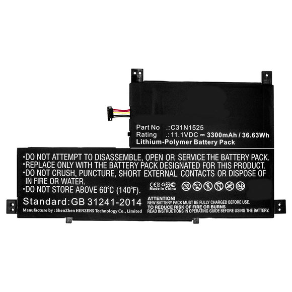 Batteries N Accessories BNA-WB-P11105 Tablet Battery - Li-Pol, 11.1V, 3300mAh, Ultra High Capacity - Replacement for Asus C31N1525 Battery
