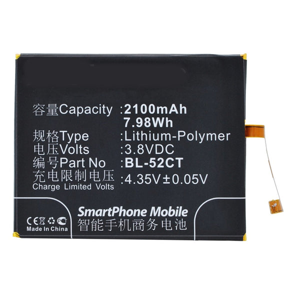 Batteries N Accessories BNA-WB-P3378 Cell Phone Battery - Li-Pol, 3.8V, 2100 mAh, Ultra High Capacity Battery - Replacement for KOOBEE BL-52CT Battery