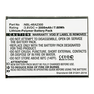 Batteries N Accessories BNA-WB-P13262 Cell Phone Battery - Li-Pol, 3.8V, 2000mAh, Ultra High Capacity - Replacement for TP-Link NBL-46A2300 Battery