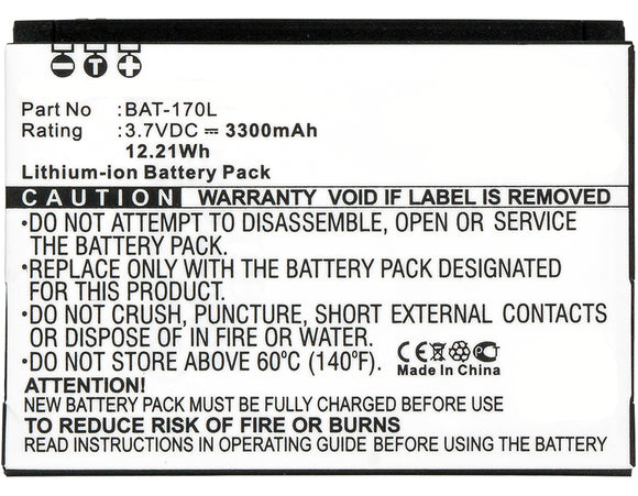 Batteries N Accessories BNA-WB-L8035 Barcode Scanner Battery - Li-ion, 3.7V, 3300mAh, Ultra High Capacity Battery - Replacement for Bluebird BAT-170L Battery