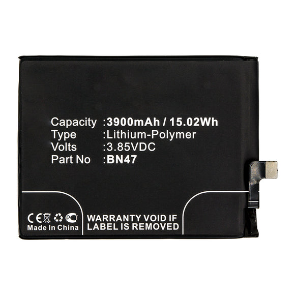 Batteries N Accessories BNA-WB-P14915 Cell Phone Battery - Li-Pol, 3.85V, 3900mAh, Ultra High Capacity - Replacement for Xiaomi BN47 Battery