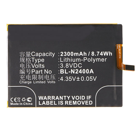 Batteries N Accessories BNA-WB-P3296 Cell Phone Battery - Li-Pol, 3.8V, 2300 mAh, Ultra High Capacity Battery - Replacement for GIONEE BL-N2400A Battery