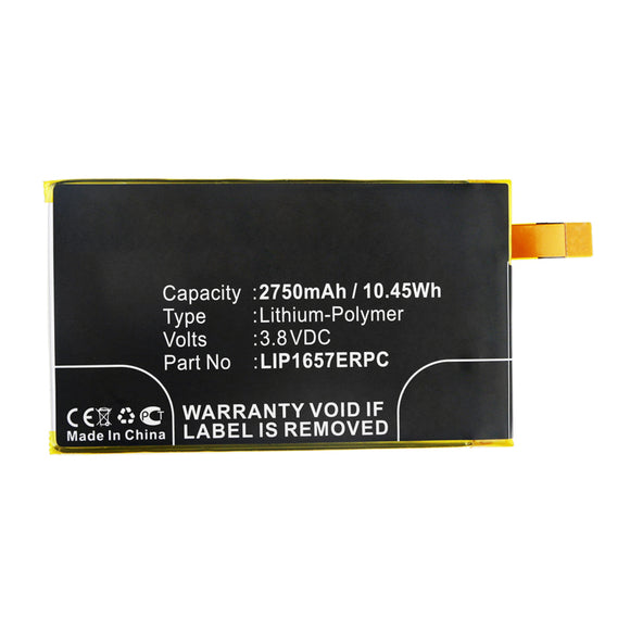 Batteries N Accessories BNA-WB-P15656 Cell Phone Battery - Li-Pol, 3.8V, 2750mAh, Ultra High Capacity - Replacement for Sony LIP1657ERPC Battery