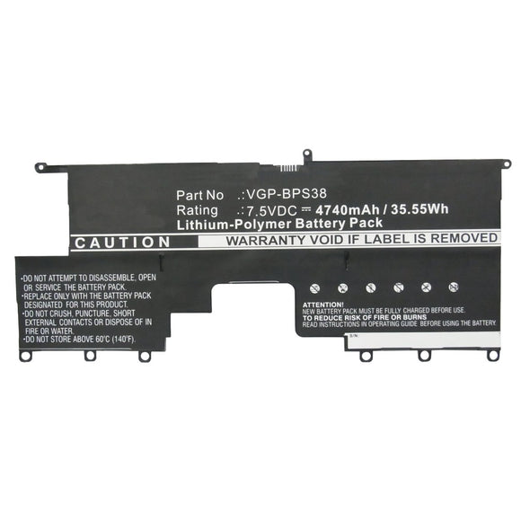 Batteries N Accessories BNA-WB-P10750 Laptop Battery - Li-Pol, 7.5V, 4740mAh, Ultra High Capacity - Replacement for Sony VGP-BPS37 Battery