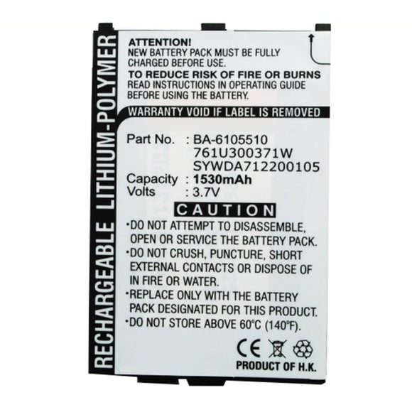 Batteries N Accessories BNA-WB-P16184 PDA Battery - Li-Pol, 3.7V, 1530mAh, Ultra High Capacity - Replacement for Acer BA-6105510 Battery