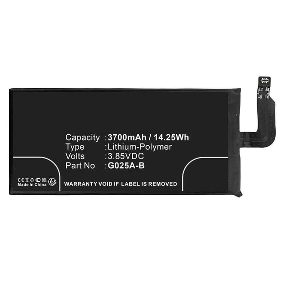 Batteries N Accessories BNA-WB-P18433 Cell Phone Battery - Li-Pol, 3.85V, 3700mAh, Ultra High Capacity - Replacement for Google G025A-B Battery