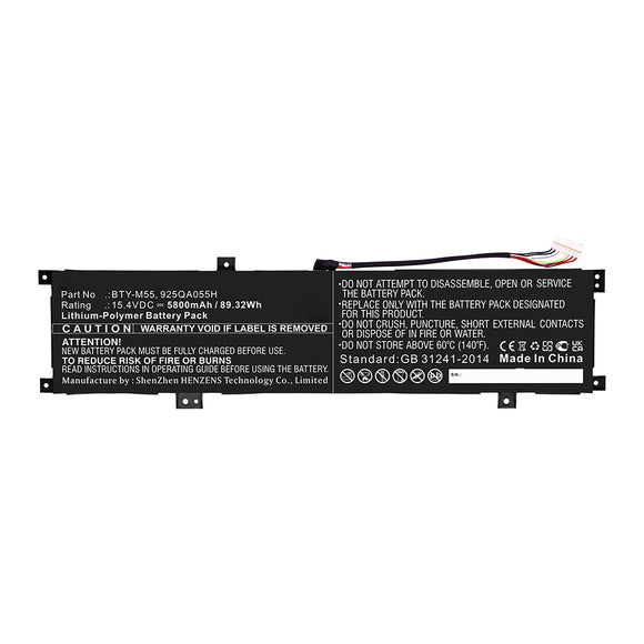Batteries N Accessories BNA-WB-P16644 Laptop Battery - Li-Pol, 15.4V, 5800mAh, Ultra High Capacity - Replacement for MSI BTY-M55 Battery