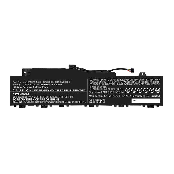 Batteries N Accessories BNA-WB-P12563 Laptop Battery - Li-Pol, 11.52V, 4850mAh, Ultra High Capacity - Replacement for Lenovo L19M3PF4 Battery