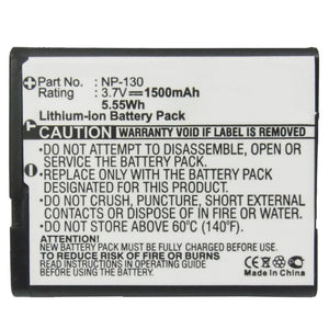 Batteries N Accessories BNA-WB-L8890 Digital Camera Battery - Li-ion, 3.7V, 1500mAh, Ultra High Capacity - Replacement for Casio NP-130 Battery