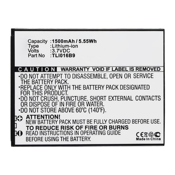 Batteries N Accessories BNA-WB-L13237 Cell Phone Battery - Li-ion, 3.7V, 1500mAh, Ultra High Capacity - Replacement for TCL TLi016B9 Battery