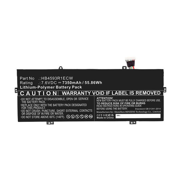 Batteries N Accessories BNA-WB-P16104 Laptop Battery - Li-Pol, 7.6V, 7350mAh, Ultra High Capacity - Replacement for Huawei HB4593R1ECW Battery