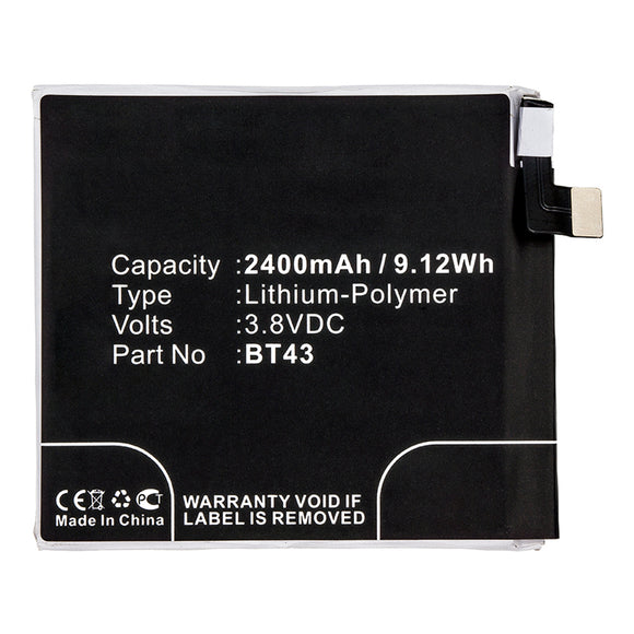 Batteries N Accessories BNA-WB-P14505 Cell Phone Battery - Li-Pol, 3.8V, 2400mAh, Ultra High Capacity - Replacement for MeiZu BT43 Battery