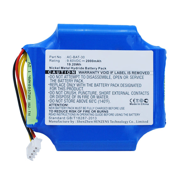 Batteries N Accessories BNA-WB-H13356 Equipment Battery - Ni-MH, 9.6V, 2000mAh, Ultra High Capacity - Replacement for ShinewayTech AC-BAT-30 Battery