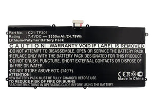 Batteries N Accessories BNA-WB-P8647 Tablets Battery - Li-Pol, 7.4V, 3350mAh, Ultra High Capacity Battery - Replacement for Asus C21-TF301 Battery