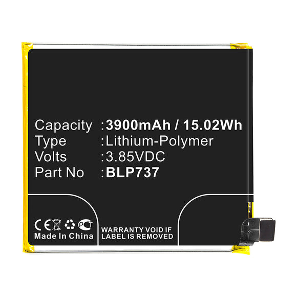 Batteries N Accessories BNA-WB-P14712 Cell Phone Battery - Li-Pol, 3.85V, 3900mAh, Ultra High Capacity - Replacement for OPPO BLP737 Battery