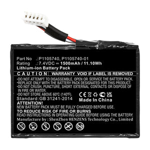 Batteries N Accessories BNA-WB-L14303 Printer Battery - Li-ion, 7.4V, 1500mAh, Ultra High Capacity - Replacement for Zebra P1105740 Battery