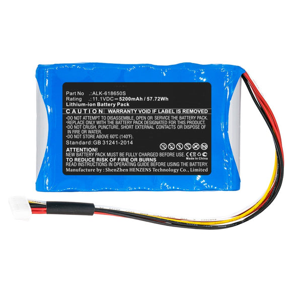 Batteries N Accessories BNA-WB-L10305 Equipment Battery - Li-ion, 11.1V, 5200mAh, Ultra High Capacity - Replacement for Eloik ALK-618650S Battery