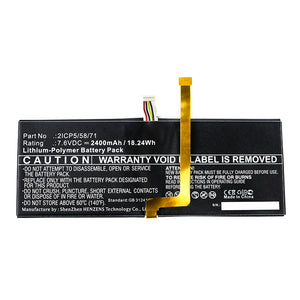 Batteries N Accessories BNA-WB-P16733 Tablet Battery - Li-Pol, 7.6V, 2400mAh, Ultra High Capacity - Replacement for NVIDIA 2ICP5/58/71 Battery