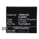 Batteries N Accessories BNA-WB-P3693 Cell Phone Battery - Li-Pol, 3.7V, 1800 mAh, Ultra High Capacity Battery - Replacement for Wiko TLE14A15 Battery